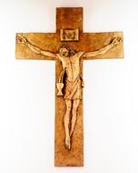 aged crucifixion with blood pouring to cup
