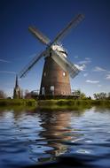 windmill and church
