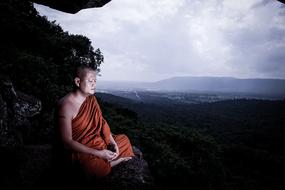 Monks Meditation in nature