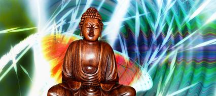 buddha statue at abstract colorful background