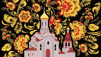 khokhloma russia drawing