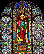 saint with dog, Church Window, stained Glass