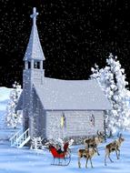 Church Winter Christmas drawing