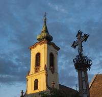 photo of the cross and tower of the church in Szentendre, Hungary
