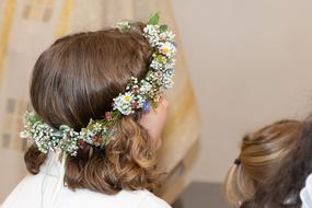Child girl in floral Wreath, First communion