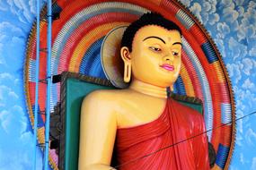 Beautiful and colorful Buddha statue in Sri Lanka