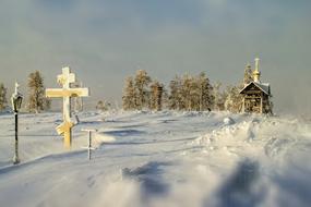 frozen chapel in winter