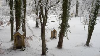 Chapels on Snowy Cemetery