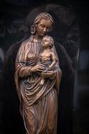 bronze sculpture of St. Mary and the baby