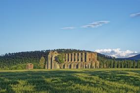 landscape of Abbazia San Galgano in Italy Tuscany