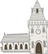 grey small church clip art drawing