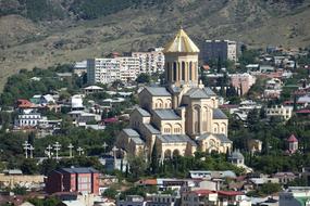 Beautiful and colorful landscape of Tbilisi, with the green trees in Georgia