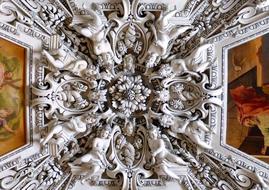 baroque sculptures of angels on ceiling, Austria, Salzburg