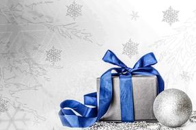 White Christmas background with gift and Decoration drawing