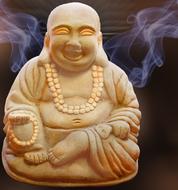 funny Buddha Figure and Smoke