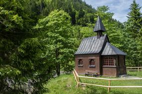 landscape of Small Wood Chapel Church in forest