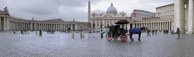 St. Peter's Square on rainy weather, Italy, Rome, Vatican