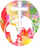 clipart of watercolour cross and world