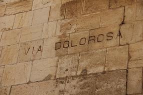 Via Dolorosa, engraving on stone wall, israel, Jerusalem