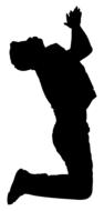 Black silhouette of the praying boy on the knees, clipart