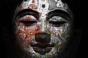 buddha face as a colorful drawing