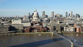 Cathedral, buildings and bridge in London