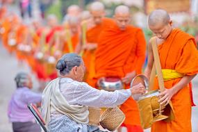 Buddha monks and people