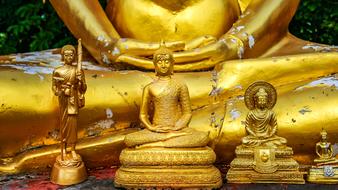 Buddhism Meditation gold statues