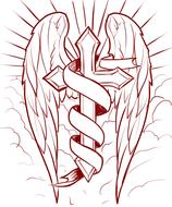 cross wings banner drawing
