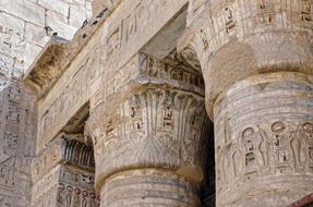 Beautiful Medinet-Habu columns in Egypt