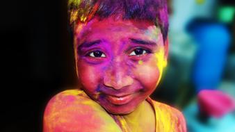 Holi India face color
