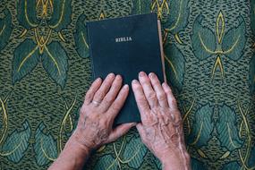 Old Elderly Hand and biblia