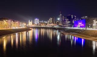 city view near the river at night