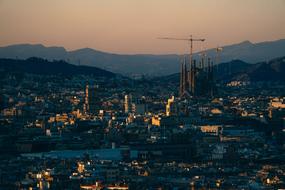 evening panorama view of Barcelona, Spain