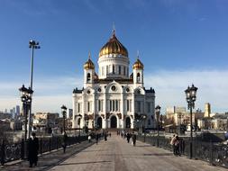 Cathedral with onion domes in Moscow