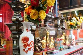 asian ceramic artworks in temple