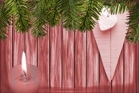 christmas wood candle banner drawing