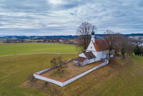 Church in rural landscape