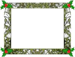 Beautiful and colorful, floral frame with holly red berries with green leaves