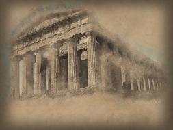 temple antiquity, sicily as a drawing