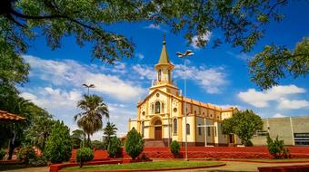picturesque church in beautiful tropical park