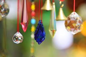 Beautiful and colorful, shiny wind bells for Buddha