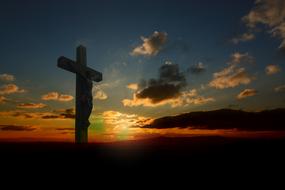 Cross Jesus Wood sunset