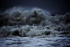 Waves Sea dark