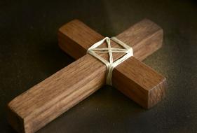 closeup view of Wooden Cross
