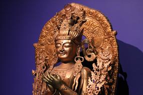 Buddha Religion Statue red gold