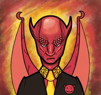drawn devil with wings