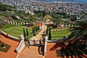 Stairs in the beautiful park of Haifa, Israel