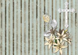 cross and flowers, religion, background, drawing