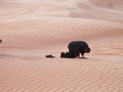 Muslim prayer in the beautiful desert